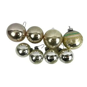 VTG Lot of 8 Mercury Glass Ornaments Holiday‎ Christmas Gold Silver Shiny Brite